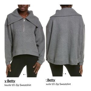 Sweaty Betty Gray Boucle 1/2-Zip Sweatshirt Sweater, MRSP $108, NWT